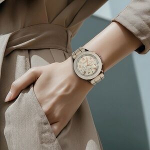 Geneva White Chronograph Wristwatch
